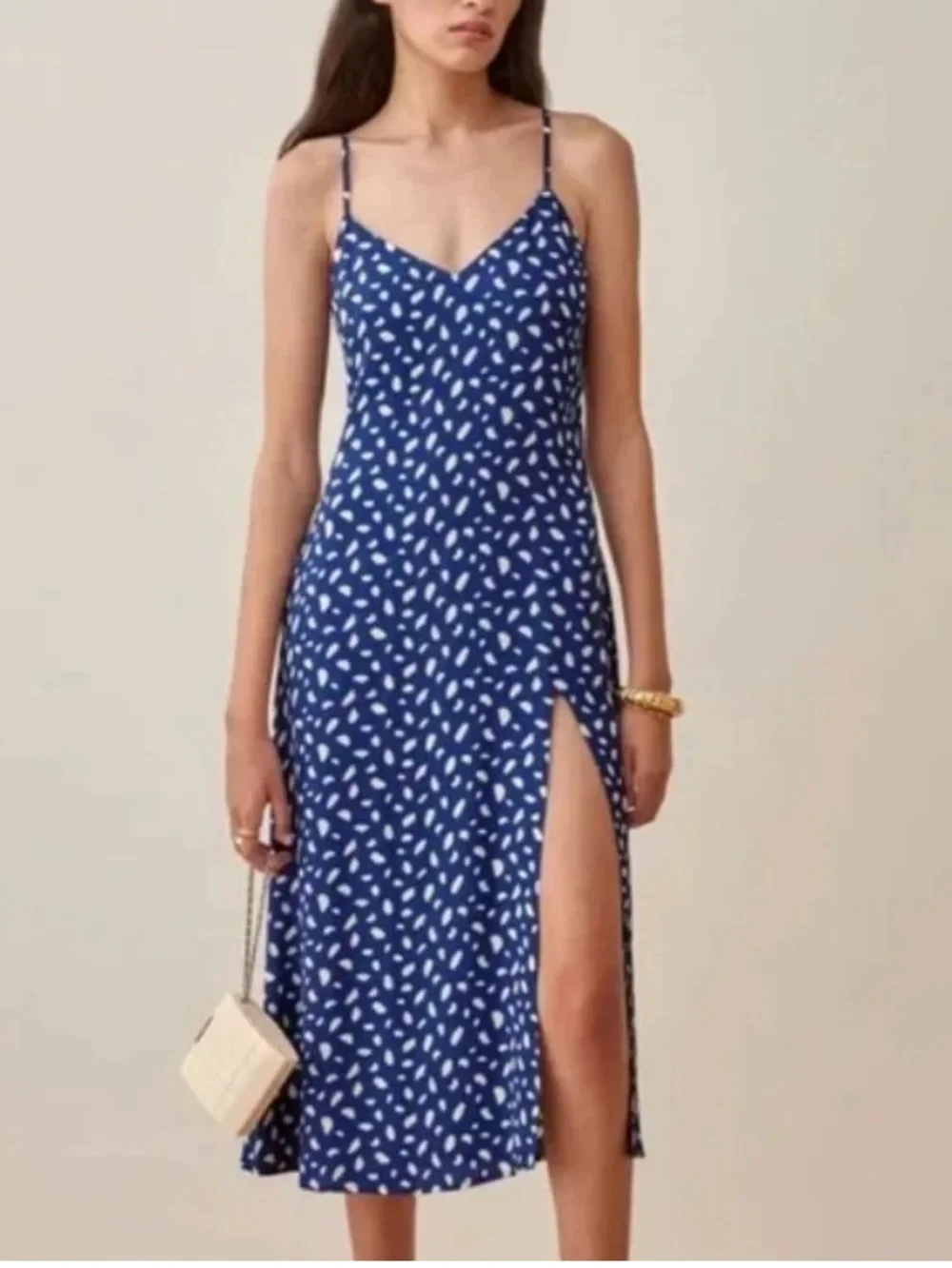 Reformation Crimini Dress - Moray (Blue) Maxi Slip Dress Size 0 - Picture 2 of 7